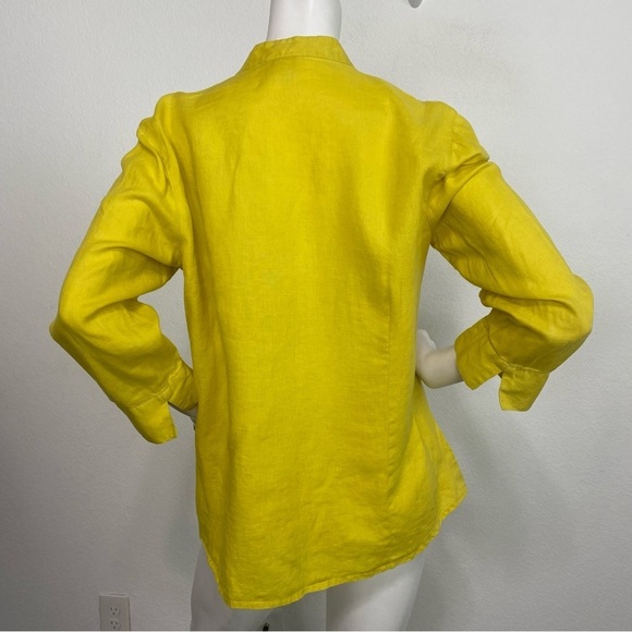 Women’s Charter Club Yellow 100% Linen Tunic Button Up Lagenlook Top Size 12 - Picture 4 of 7